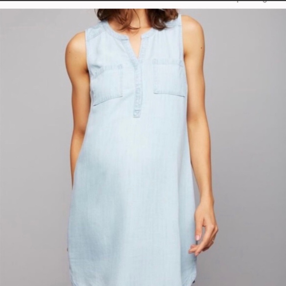 A Pea in the Pod sleeveless light denim dress NWT - Picture 2 of 8